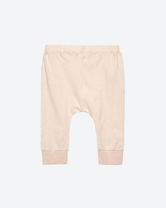 Pantalon de survêtement en tricot beige certifié OEKO-TEX pour filles, avec patch escargot sur la jambe gauche, style normcore/minimaliste, en coton biologique à carreaux - Product Image 3