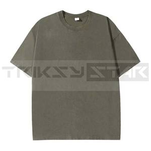 Acid Wash T-Shirt à manches courtes 2025 nouveaux hommes couleur unie T-Shirt unisexe été hauts 100% coton - Product Image 5