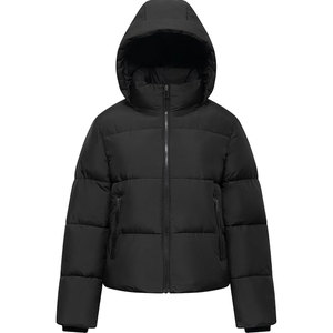 Chaqueta Corta Acolchada para Mujer, Abrigo Cálido de Invierno con Capucha Desmontable, Bolsillos con Cremallera, Prenda Exterior Acolchada Corta para Damas - Product Image 6