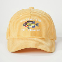 Casquette de baseball personnalisée en velours côtelé avec logo de poisson brodé, calotte souple, visière incurvée, unisexe, pour femmes et hommes, style 'Dad Hat' humoristique sur le thème de la pêche