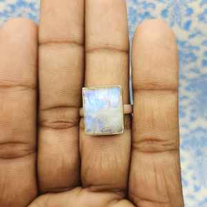 Nueva llegada 925 anillo de bodas de plata esterlina atractivo Arco Iris piedra lunar diamante principal diseño indio Venta caliente Ajuste de joyería - Product Image 3