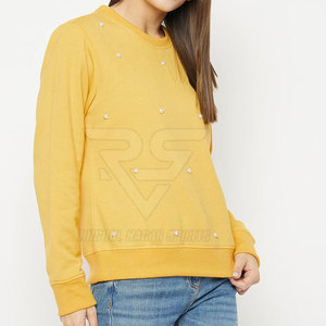 Venta en línea directa de fábrica, sudaderas de algodón 100% de diseño personalizado para mujer, tela de punto con logotipo frontal informal de invierno, recién llegado - Product Image 3
