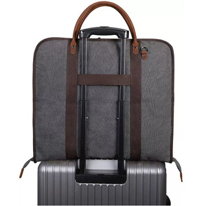 Bolsa de Ropa de Lona y Cuero, Porta Trajes Plegable, Ecológico, Impermeable, Organizador de Viaje, Resistente y Duradero, Bolsa Colgante para Viajes Diarios - Product Image 2