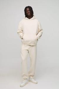 ชุดวอร์ม2ชิ้นมีฮู้ดสำหรับผู้ชายชุดกีฬากลางแจ้งขนาดพิเศษระบายอากาศได้ดีชุดกางเกงขาบานลายพื้นสำหรับฤดูหนาว - Product Image 4