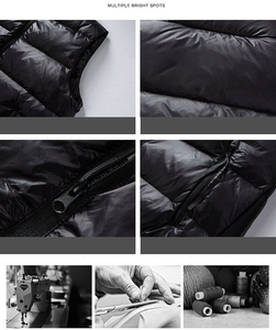 Vente en gros de vestes pour hommes avec logo personnalisé Gilet bouffant d'hiver décontracté en toile avec poches latérales Gilet rembourré en gros - Product Image 3