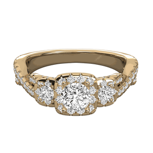 Anillo de Compromiso con Halo de Diamantes Redondos y Tallo Trenzado para Ella - Product Image 2