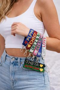 Porte-clés en perles fait main, bracelet personnalisé avec lettre, breloque pour sac, porte-clés en perles de rocaille, accessoire de sac à main tendance, écologique - Product Image 4