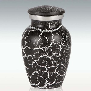 Urna de cremación de cenizas funerarias, esmalte negro recubierto con parches grises, urna de cremación de aluminio hecha a mano - Product Image 5