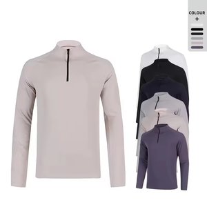 Logo personnalisé, polyester respirant, spandex, fermeture éclair quart de tour, manches longues, homme, séchage rapide, logo sur le devant - Product Image 3