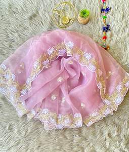 Sari de Organza Suave con Bordado de Seda Zari para Mujer, Diseño de Última Moda, para Fiestas y Festivales, por Fab Zone (Gujarat) - Product Image 2