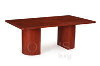 Table à manger rectangulaire moderne en bois massif, finition foncée, base sculptée, fabrication artisanale, luxe, élégante, durable, style farmhouse, meubles pour la maison