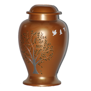 Urnas de cremación para adultos de aluminio de alta calidad con diseño de árbol Color Rosa terminado para cenizas humanas Suministro funerario de metal - Product Image 6