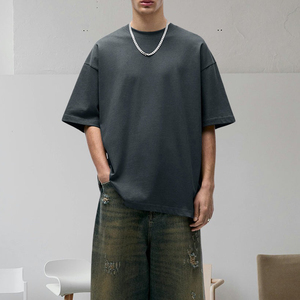 Camiseta Oversize para Hombre con Logo Personalizado, Algodón Pesado, Cuello Mock, Hombros Caídos, Estilo Boxy, Streetwear OEM - Product Image 2