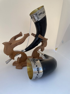 Juego de copas de vino de cuerno vikingo hecho a mano de estilo nórdico, diseño de animales pulidos, artesanías naturales, decoración del hogar, jarra de Stein para vino - Product Image 5