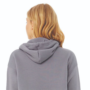 Sweat à capuche en molleton court pour femme à ourlet brut 52% Airlume peigné anneau filé coton 48% Poly pull avec épaule tombante Style hivernal - Product Image 6