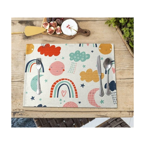 Contemporary Grid <b>Green</b> Geometric 13x18in <b>Table</b> Mat Made With Reactive Print 240GSM Weight Ideal For Stylish Dining Buyers - Product Image 3