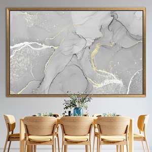Modern Marble Canvas Art: Printed Gray & Gold Luxury Wall Decor,1P:Gold <b>Framed</b> - Product Image 1
