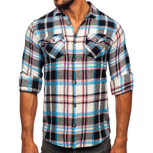 Wholesale <b>Men's</b> 100% Cotton <b>Flannel</b> <b>Shirt</b> Long Sleeve Breathable Quick Dry Plus Size Custom Design Printing <b>Shirts</b> By ggsports - Product Image 1