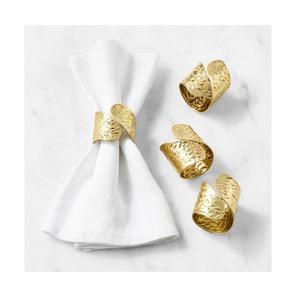 Anneaux de serviette en métal doré et ivoire de qualité supérieure, sculptés, pour mariage et occasions spéciales - Product Image 1