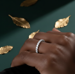 Aniva Personalizado, Joyería Fina de Lujo Minimalista, Anillo de Eternidad, Oro de 14kt, Diamante Cultivado en Laboratorio, Corte Brillante, Certificado IGI, para Mujer, Estilo Étnico - Product Image 4