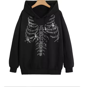 2025 llegada de invierno superventas sudaderas con capucha en blanco de lana gruesa para hombres 100% algodón peso ligero diamantes de imitación sólidos para hombres teñido liso - Product Image 1