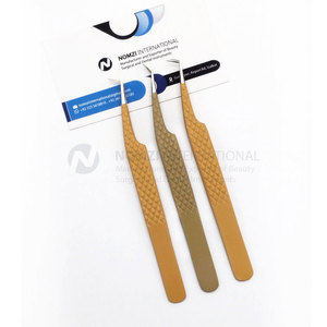 Pinzas de extensión de pestañas de acero inoxidable, calidad superior, Color marrón, con agarre de diamante, con embalaje personalizado, precio al por mayor - Product Image 6