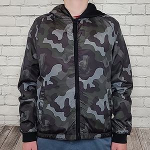Veste coupe-vent à capuche en tissu toile, nouvelle conception, impression camouflage, vente en gros, respirante et écologique - Product Image 1