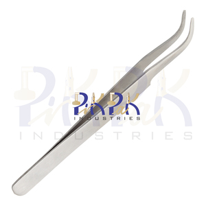 Pinzas de Punta curvada plana 2AB-SA hechas de acero inoxidable antimagnético antiácido tamaño 120mm fabricación de joyas puntiagudas de precisión - Product Image 3