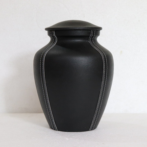 Urna Funeraria Moderna de Aluminio y Cuero Negro para Cenizas Humanas, Artículos Conmemorativos para Adultos - Product Image 2