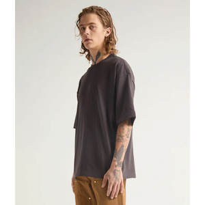 T-shirt à manches courtes à col ras du cou confortable de base Logo sur le dos T-shirt en jersey lourd coupe ample vierge - Product Image 6