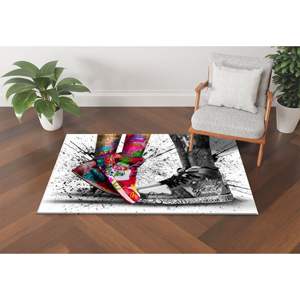 Tapis en laine personnalisé avec motif patchwork et dos en latex, épaisseur moyenne, pour salon et chambre à coucher, motif Graffiti Love - Product Image 1