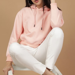 Sudaderas con capucha recortadas en blanco personalizadas al por mayor para mujer, ropa de entrenamiento, sudaderas con capucha con top recortado para mujer, servicio OEM - Product Image 5