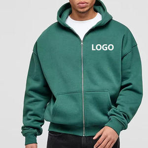 445gsm Jackets for <b>Men</b> Hoodies Clothing Custom Cotton High Street Oversize Zip up Hoodie Drop Shoulder <b>Cropped</b> Pullover Hoodie - Product Image 5