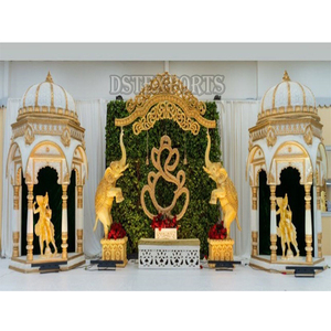 Elefante tradicional tema fibra dorada boda escenario Reino Unido Sur indio templo estilo bodas decoraciones mejores precios de venta de fábrica - Product Image 1