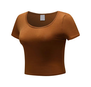 เสื้อครอปเอวลอยแขนสั้นสำหรับผู้หญิงเสื้อครอปแฟชั่นน้ำหนักเบาใส่สบายป้องกันริ้วรอยราคาปรับได้ - Product Image 5