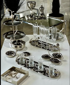 Plateaux argent et or Bols Tier Stands Cake Stands Gâteau Dômes Cooke Stands Bols Et Plateaux Et Plats Boarder Motif Floral - Product Image 3