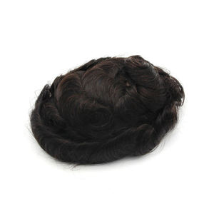 OEM Personnalisé 8x10 Pouces Perruque Masculine Cheveux Remy Vague Naturelle Toupet avec Cheveux Indiens 8 Pouces pour Homme Dentelle & Base PU BD - Product Image 1