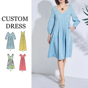 clothing manufacturer OEM/ODM custom label high end dress summer midi wholesale casual dresses women lady elegant