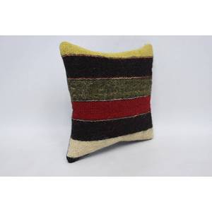 Multicolor Wool Kilim 18x18 Inch Luxury Decorative Accent Pillow Woven Vintage Pattern Leaves 12x12 Inverted Patchwork <b>Cushion</b> - Product Image 3