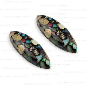 High Quality Natural Black Quartz 10x30mm Long Marquise Shape Cabochon Flat Back High Polished Calibrated Opaque No Hole Loose - Product Image 4