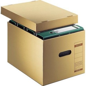 Leitz Premium DIN A4 Archival Print Corrugated <b>Cardboard</b> <b>Box</b> 33.5 X 28 X 44 cm Natural Brown Recycled/Laminated Kraft Paper - Product Image 1