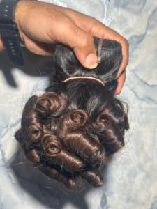 Baby Curly Style Indian Human Barato Remy Raw Cutículas sin procesar Alineadas Sin enredos Virgin Single Donor Double Drawn Bundles - Product Image 3