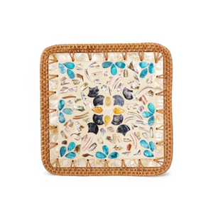 Salvamanteles de ratán con nácar, estilo bohemio, inspirado en el estilo bohemio para cenas relajadas, de Vietnam - Product Image 2