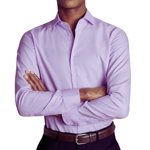 Camisa informal blanca de algodón 100% con cuello levantado, tela de sarga elástica de puntos sin hierro semicortada, ajuste elegante y cómodo para la primavera - Product Image 5