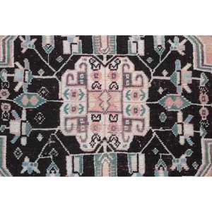 Turkish Vintage Runner Rug 2.6x8.2 ft, <b>Brown</b> Blue Plants & trees <b>Wool</b> Rug - Product Image 5