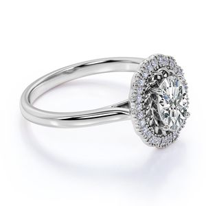 oval cut and Diamond Halo <b>infinity</b> Engagement Ring in 10k White Gold - Product Image 2