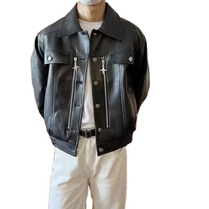 Chaqueta Informal de Cuero Sintético para Hombre, Chaqueta Holgada de Lona de Estilo Americano, Moda de Primavera y Otoño, Ropa de Marca para Hombre - Product Image 1