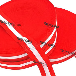 Ruban en gros-grain et ruban moiré cérémonial rayé rouge et blanc, ruban en tissu polyester pour récompenses et décorations - Product Image 2