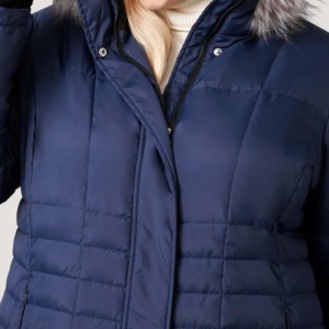 Chaqueta acolchada personalizable para mujer de invierno 2025 con capucha de manga larga con cremallera gruesa Casual Color sólido impermeable Logo poliéster - Product Image 2