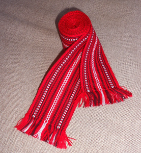 Ukrainian <b>Knitted</b> Wool <b>Belt</b> Handcrafted Cossack Style Red Sash Colorful Slavic Waistband Customized Width Unisex Gifts - Product Image 1